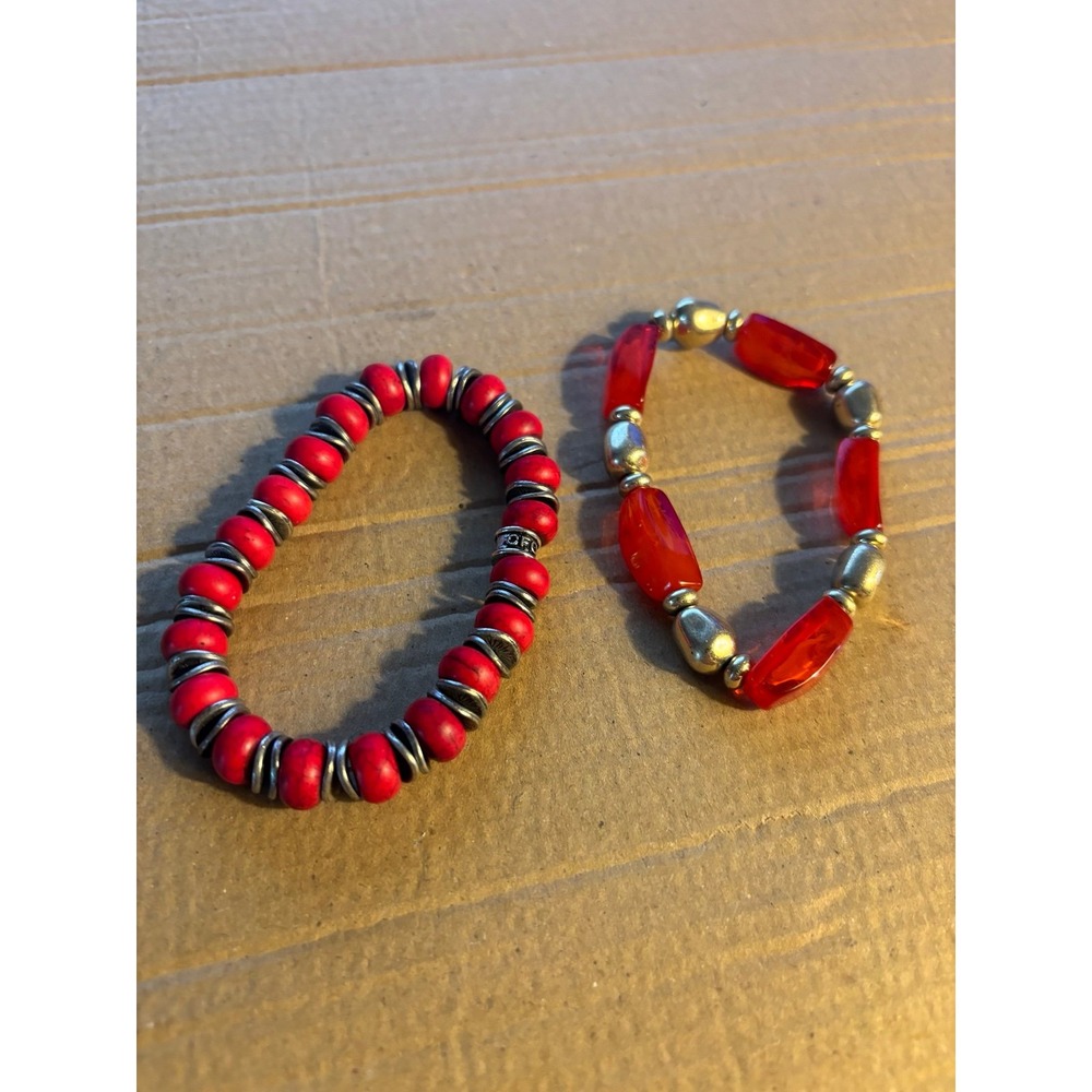Mixed Stone Beaded Stretch Bracelets (2) Lot